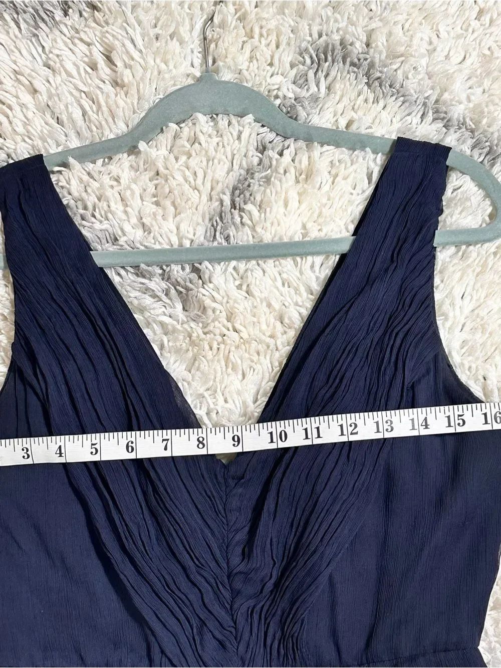 J. Crew Navy V-Neck silk blue navy Midi Dress - Picture 5 of 9